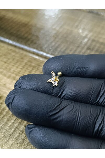 TattooLiva Cerrahi Çelik Zirkon Taşlı Tragus Helix Kulak Küpe Piercing