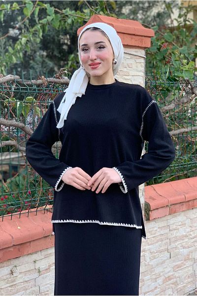 Moda Rosa 25K2231 - Black - Spring Set with Stitch Detail