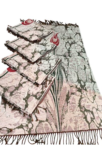 hüseyin ceran سجادة صلاة من الشنيل بنمط توليب رخامي 5 قطع