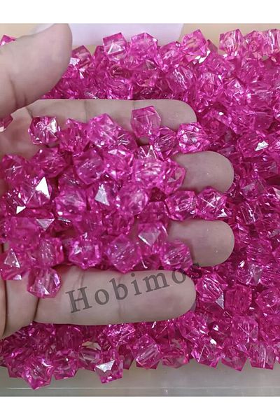 Hobimos 250Pcs 12 mm Fuchsia Acrylic Cube Bag Jewelry Beads