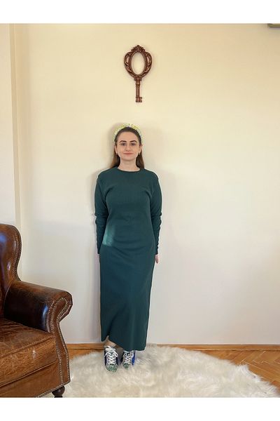 mirach Γυναικείο χριστουγεννιάτικο φόρεμα πλεκτό με ραβδώσεις μάξι μακρύ πρωτοχρονιάτικο φόρεμα