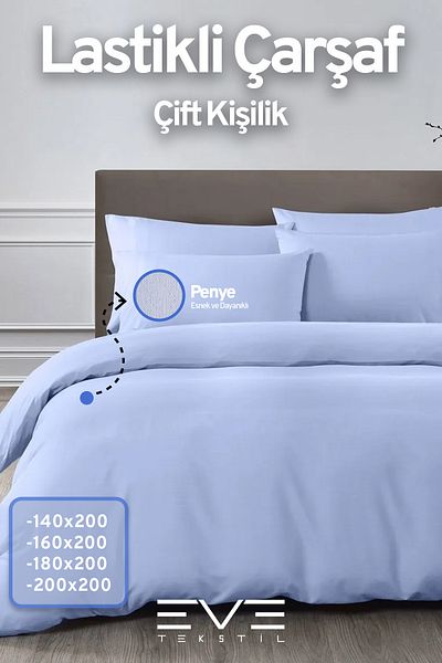 Eve Tekstil Fitted High Quality Combed Cotton Fabric Double Fitted Sheet