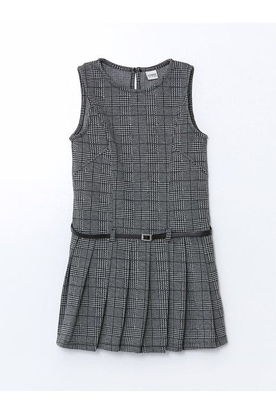 LC Waikiki LCW Kids Crew Neck Plaid Girl's Dress