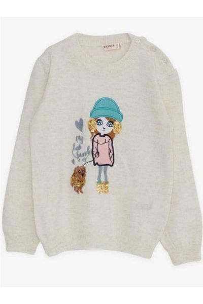 Zekids Girl's Sequin Decorated Knitwear Bike Sweater