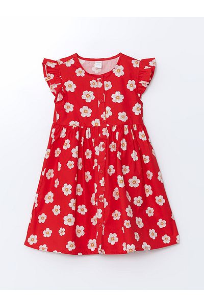 LC Waikiki New Season Crew Neck Floral Girl's Poplin Dress - S58355Z1