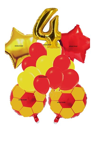 DÜVENCİ TİCARET SARI KIRMIZI FUTBOL TEMALI DOĞUM GÜNÜ YAŞ BALON SET