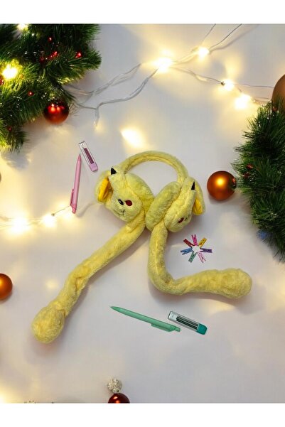 MSD Peluş Sesli Hareketli Oynar Pikachu Çocuk Kulaklık Kulak Kapatıcı