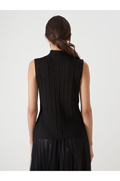 LC Waikiki Black Half Turtleneck Shiny Look Women's Knitwear Sweater