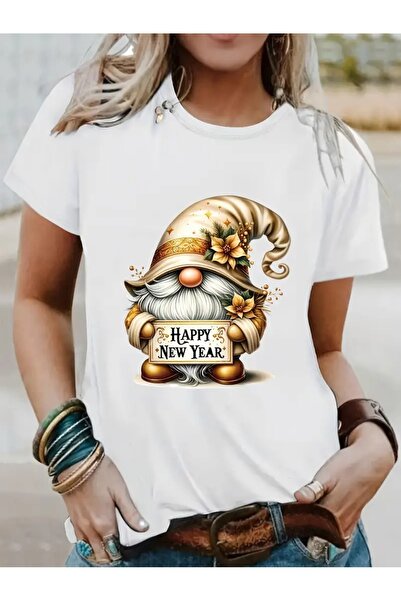 WOODROFFE Zlatni patuljak Štampano Žene T-shirt - Božić Božić Oversize kroj