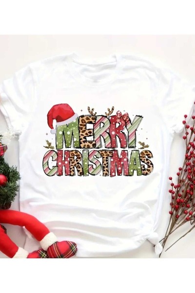 PERISENSE تي شيرت نسائي/رجالي ذو طابع العام الجديد باللونين الأحمر والأبيض لع...