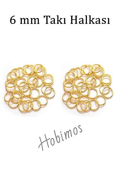 Hobimos 100 τμχ Δαχτυλίδι κοσμήματος 6 mm Χρυσό Χρώμα- Δαχτυλίδι στερέωσης - Στρογγυλό συρμάτινο δαχτυλίδι