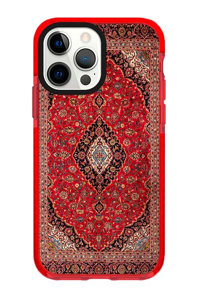 shoptocase غطاء هاتف آيفون 13 برو متوافق مع آيفون 13 برو متوافق مع غطاء هاتف أحمر بنمط السجاد العتيق مع حماية الحواف,