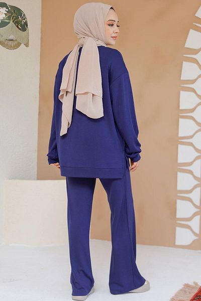Neva Style Set dublu Hijab bleumarin 30187l