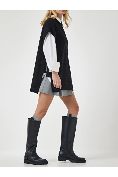 moda mh Women's Adjustable Patterned Side Tie 75 cm Sweater