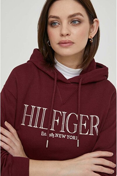 Tommy Hilfiger Kapşonlu Nakış İşlemeli Baskı Logo Sweatshirt