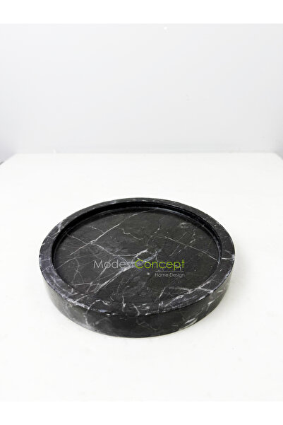 Modestmar Doğal Siyah Mermer Sunum Tabağı, Sunum Tepsisi 20cm
