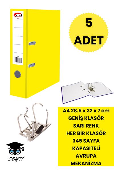 SEYFİKİRTASİYE Office Office Classer - Double Ring, European Metal Mechanism, Narrow and Wide Folder for Various Colors and Quantity