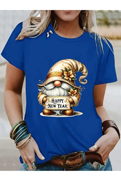 WOODROFFE Zlatni patuljak Štampano Božić Oversize kroj T-shirt - Ženska sveča...