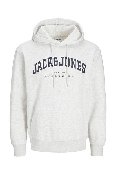 Jack & Jones Jjecaleb Varsıty Φούτερ με Κουκούλα Noos Erkek Φούτερ 12256521 Λευκό Μελάντζ