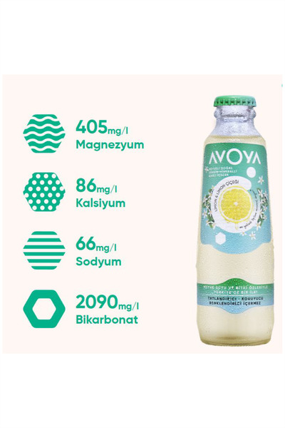 AVOYA Meyveli Doğal Zengin Mineralli Gazlı İçecek Limon ve Limon Çiçeği 200 ML x 6
