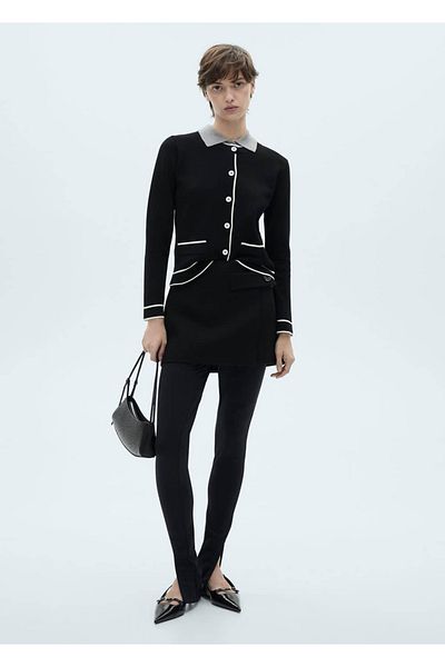 MANGO Woman Contrast Striped Cardigan