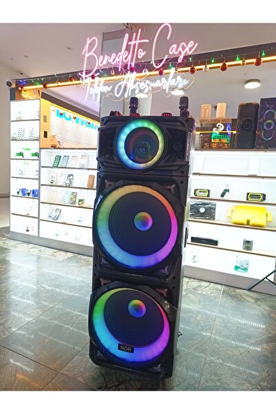 lucek cases 100 Watt Dev Ses Kutusu Bluetooth Hoparlör İki Mikrofonlu Karaoke Cihazı