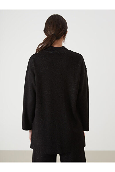 LC Waikiki Black Half Turtleneck Shiny Looking Women's Knitwear Tunic