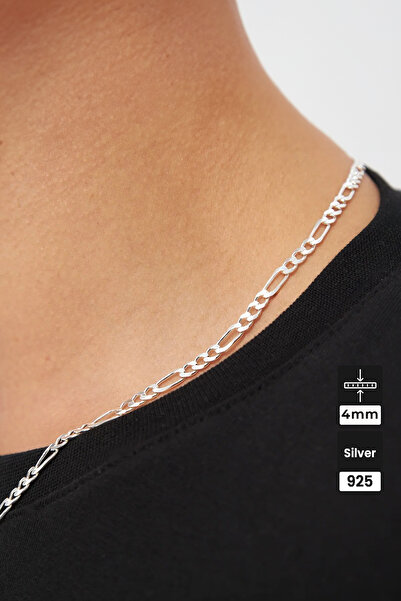 Genel Markalar 4mm Figaro 925 Ayar Gümüş Kolye