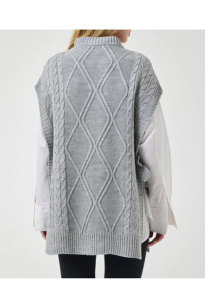 moda mh Women's Adjustable Patterned Side Tie 75 cm Sweater