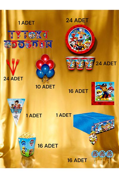 VibeHome Paw Patrol Themed Ultra-Luxury Set for 24 - Birthday Party and Fun Events