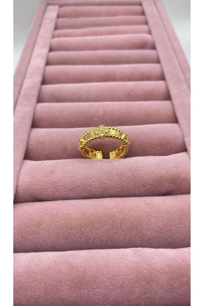 bej jewelry Gold Yonca Sıkıştırmalı Yüzük
