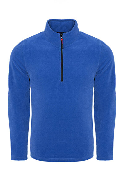 BLUETIFUL Унисекс черно поло с голям размер - свободна кройка, ветроустойчиво, с половин цип