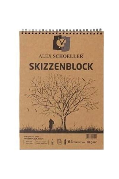 Alex Schoeller Kraft Eskiz Blok A4 Yandan Ve Üstten Spiralli 90 Gr. 60 Yp.