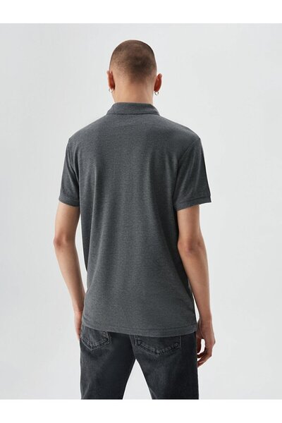 Ltb Μπλουζάκι με κοντό μανίκι Polo Neck Basic Regular Anthracite