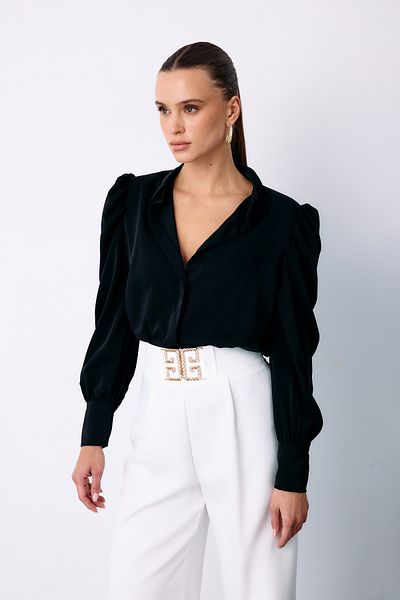 Sateen Padded Classic Shirt - Black