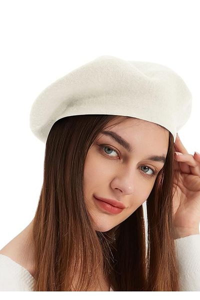 MinaCarin Ecru French Painter Austrian Wool Felt Beret
