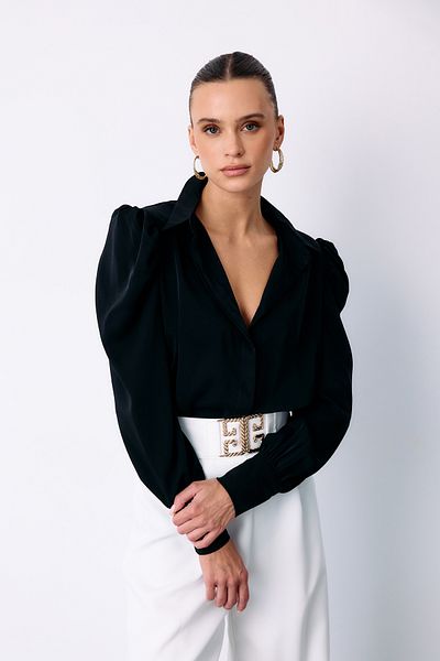 Sateen Padded Classic Shirt - Black