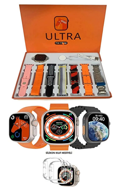SUMBAT Smart Watch Ultra 7in1 Hd Ekranlı Akıllı Saat 7 Kordonlu Takvim Spor M...
