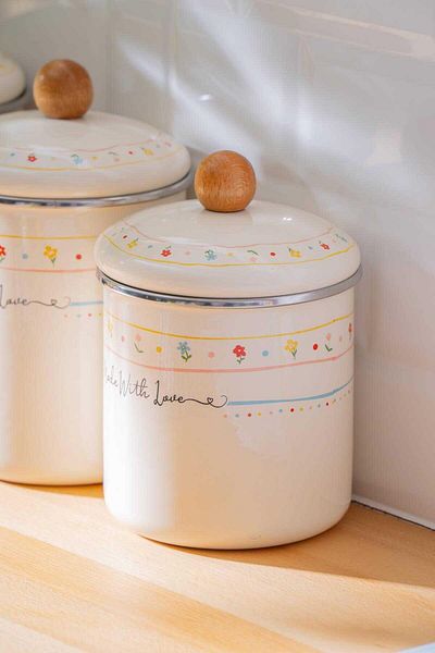 ACAR 7712 Made with Love Enameled 3-Piece Jar Set
