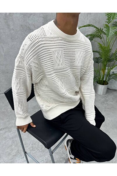 Thebomb Oversize Knitted Patterned Knitwear Sweater