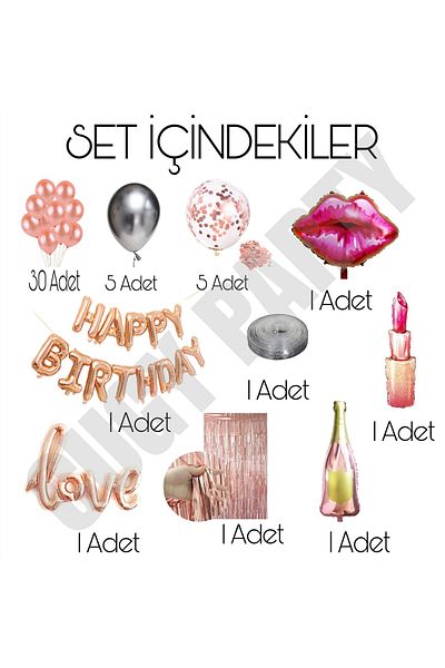 CUGY Women's Birthday Celebration Set Rosegold Balloon Concept Party Set with Wall Background