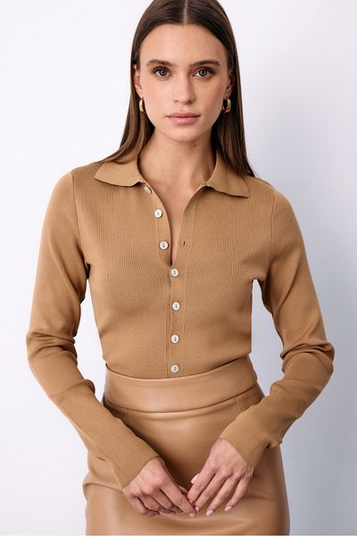 Sateen Tricotaj cu nasturi Crop Biscuit