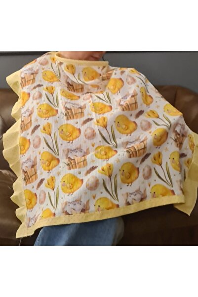 Leylace Civciv desenli çift kat müslin kumaş, balenli bebek emzirme önlüğü, örtüsü 5