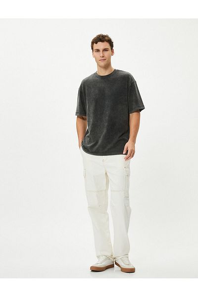Koton Перяща се тениска Oversize Basic с кръгла яка с къс ръкав