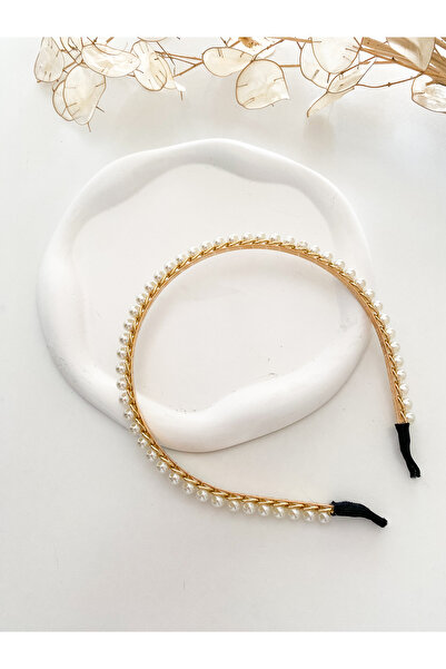 PURPLE'S BİR TUTAM MUTLULUK تاج نسائي ذهبي اللؤلؤي المتسلسل