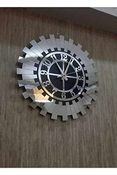 EYKA STORE Dekoratif Modern Duvar saati Gümüş Ayna 40 cm