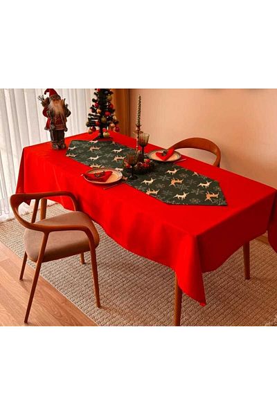 Hobizer Textile Velvet Textured Red Tablecloth