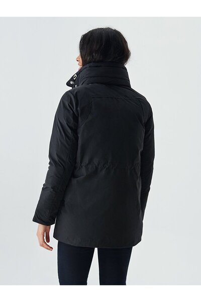 Ltb ψηλός λαιμός Μαύρο παλτό με τσέπες