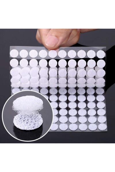 Dünya Magnet 100 Adet - Yuvarlak Cırt Bant, Çap: 1 Cm, Beyaz, Yapışkanlı, Para Para, Dişi-erkek Takım