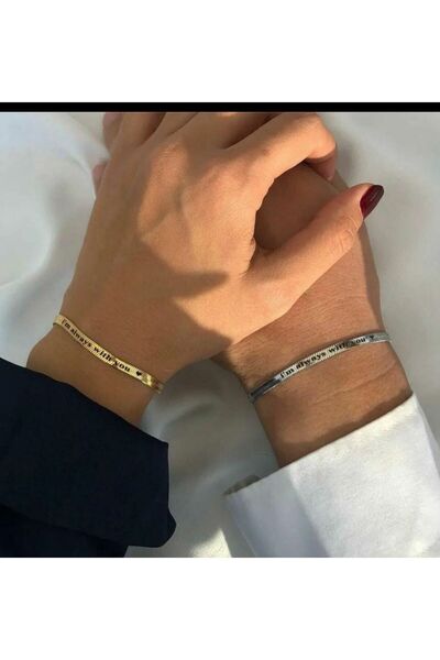 MOD10 Çelik kişiye özel italyan zincir çift sevgili bileklik kombin